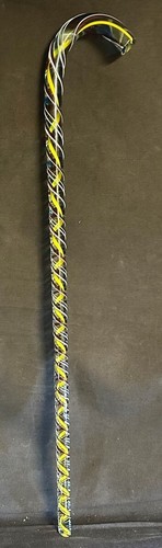Rare 19th C. Conscript Cane – Solid Glass, Twisted Yellow Red White 26" FRANCE - Picture 3 of 6