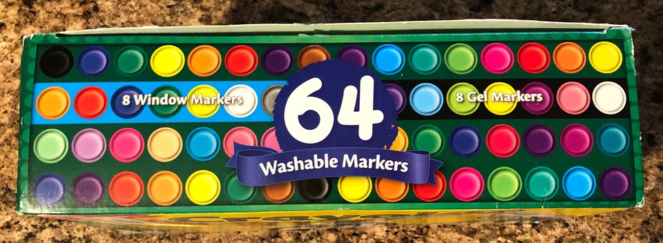 64 Crayola Washable Marker Set, Gift for Kids, Gel Markers Window Markers/CH8/12 - Image 3 of 4