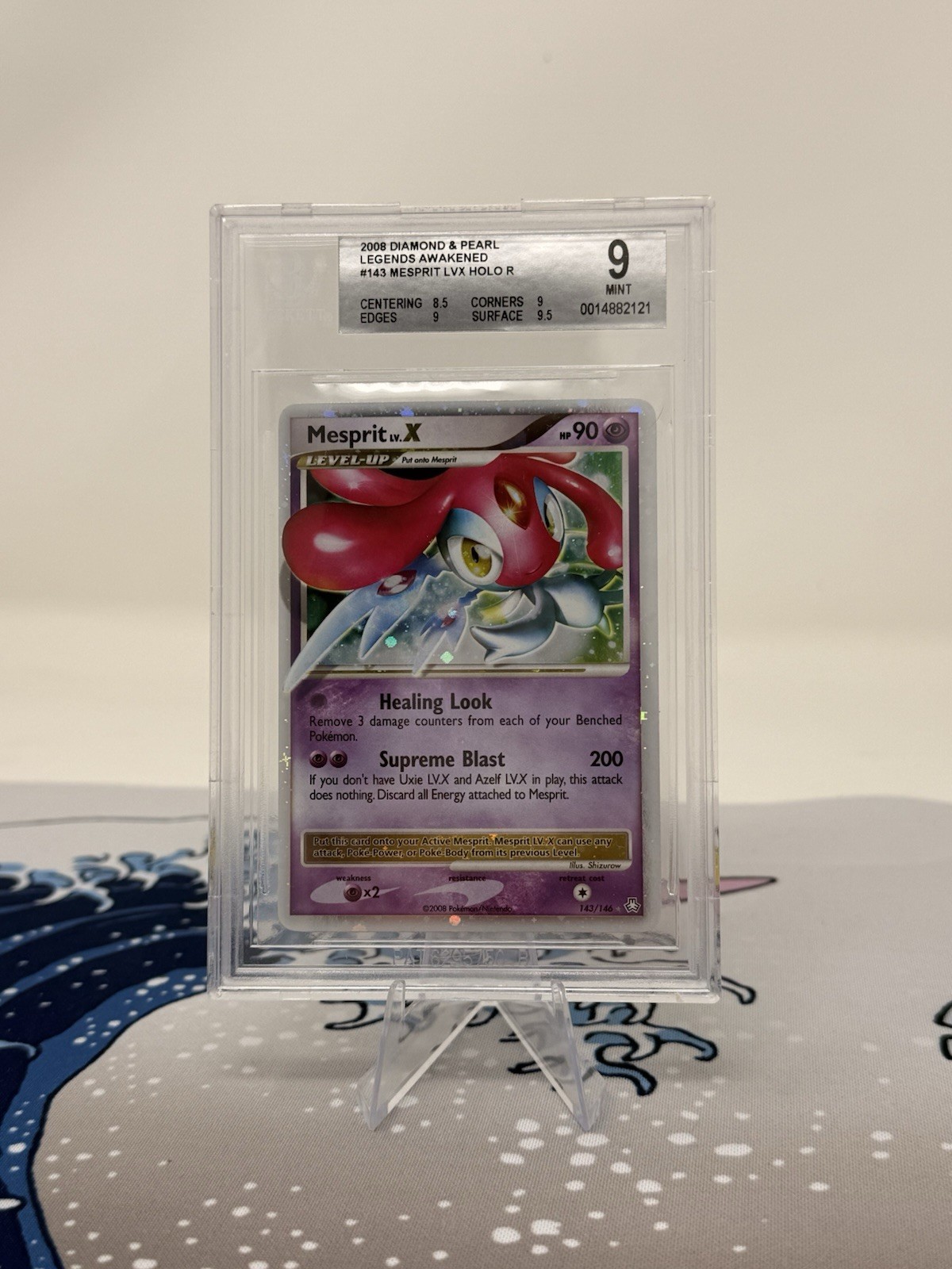 Pokemon TCG Mesprit #143 Lv.X Legends Awakened Ultra Rare BGS 9
