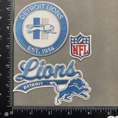 #ad LOT OF 3 DETROIT LIONS IRON ON EMBROIDERED PATCH L $6.74