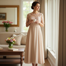 Flesh‑Tone Midi Dress, Size 10, NWT