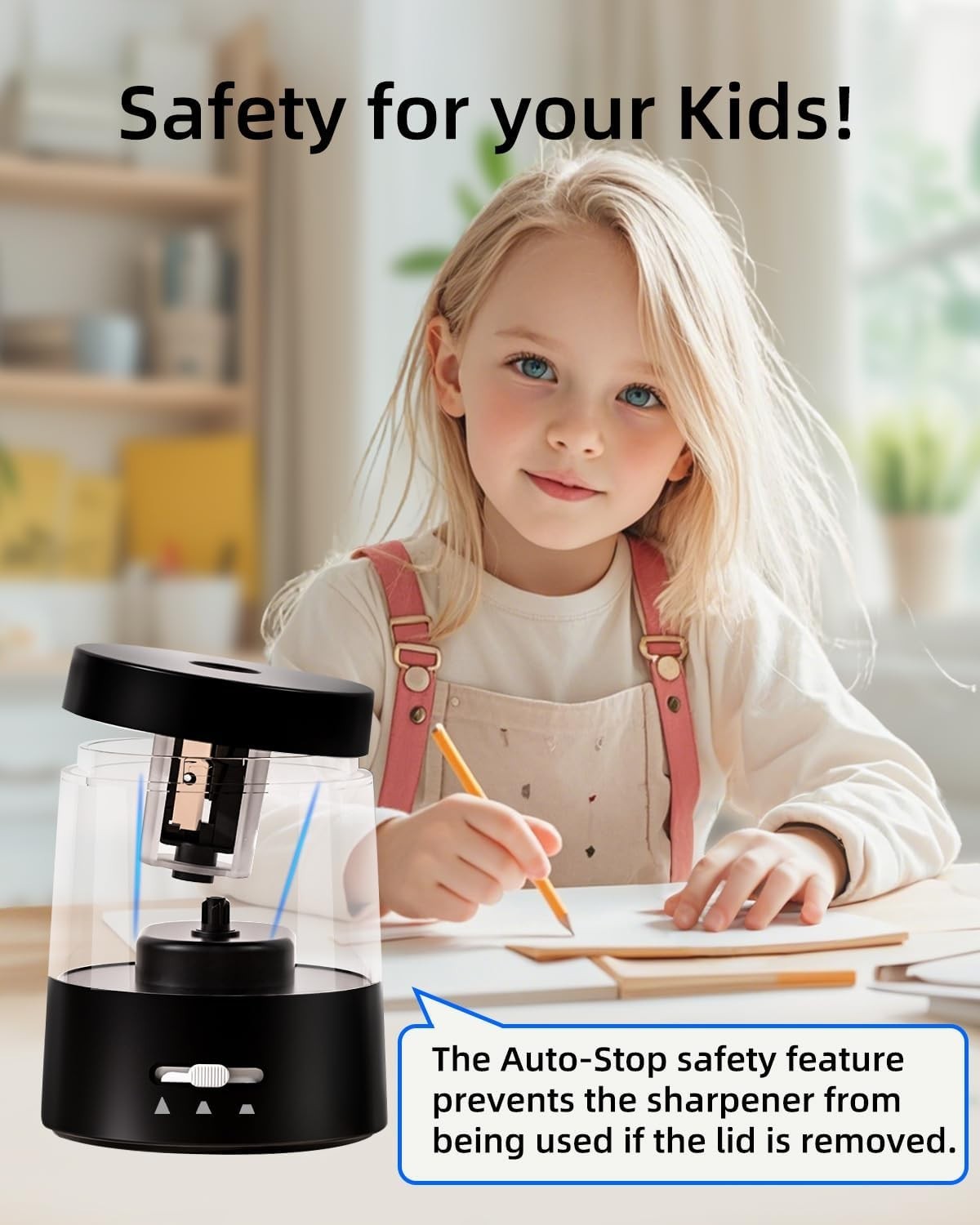 Electric Pencil Sharpener for Colored Pencils, Auto Stop,Electric Pencil Sharpen