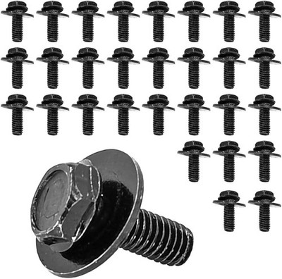 71315-122382A 30x M6 Bolts, 1.0 x 17mm Loose Washer Hex Head SEMS Body Bolts, Tr