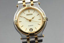 [Near MINT] Gucci 9000M 32mm Ivory Dial Date Quartz Men's Watch From JAPAN