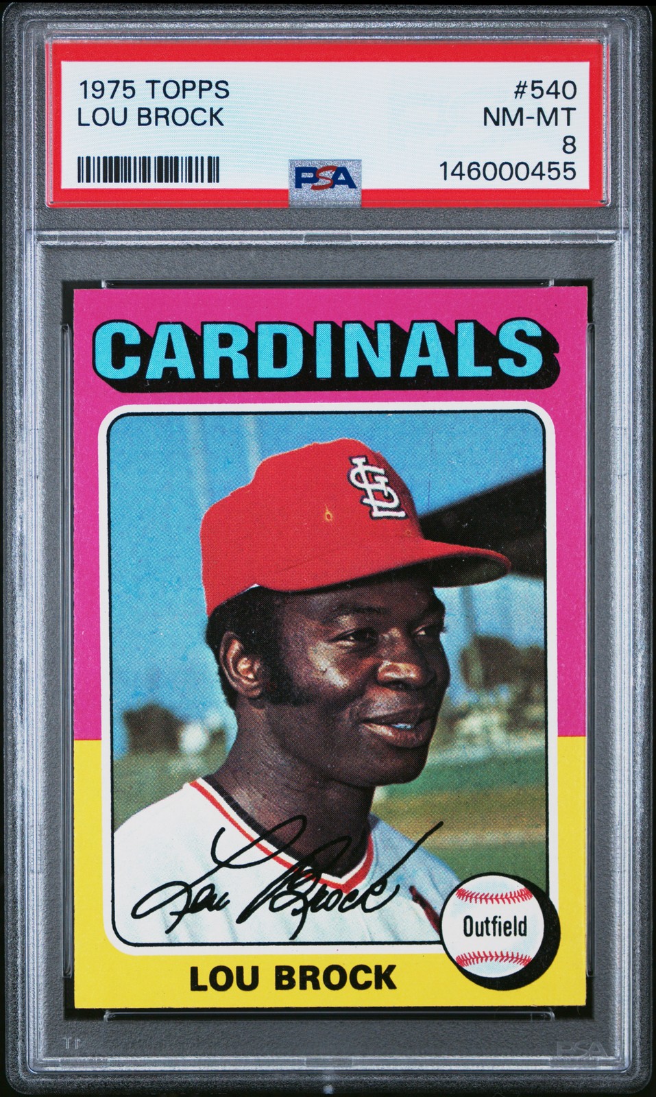 1975 TOPPS #540 LOU BROCK PSA 8