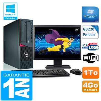 PC Fujitsu Esprimo E720 E85+ SFF G3220 RAM 4Go Scheibe 1 Zu Wifi W7 Ecran 19 ''