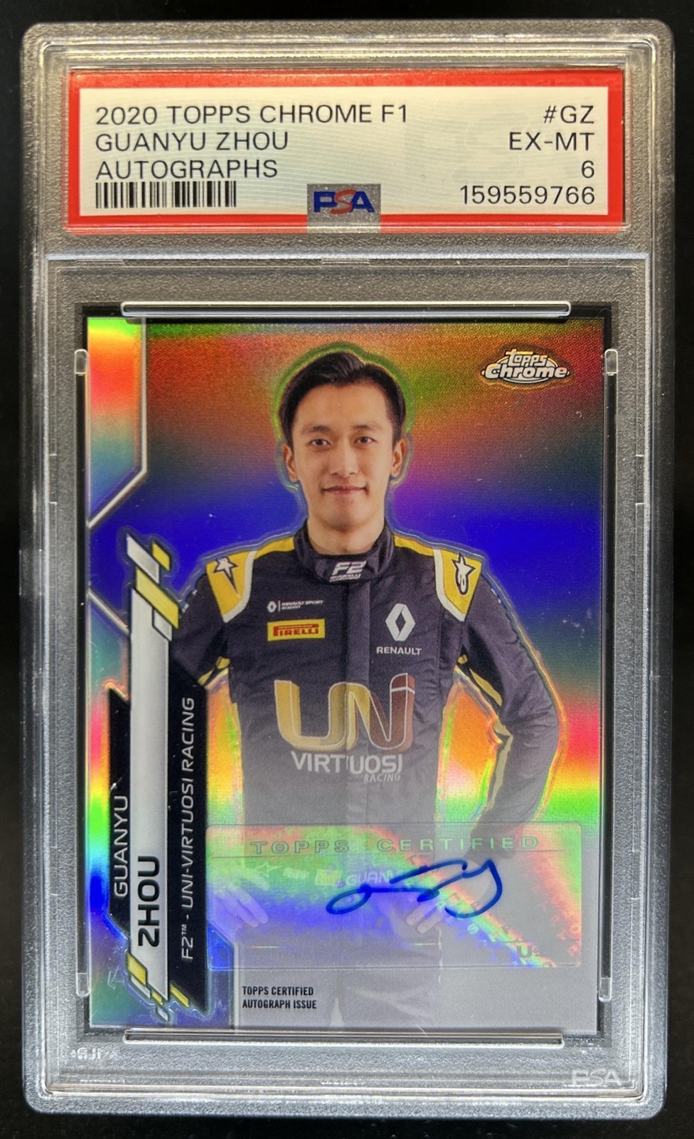2020 Topps Chrome F1 Formula 1 Guanyu Zhou Auto Autograph #/346 PSA 6