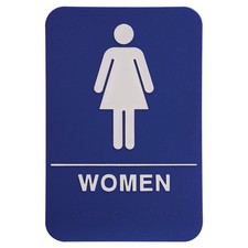 ADA Women Restroom sign Blue with Braille Adhesive Backing Free Shipping