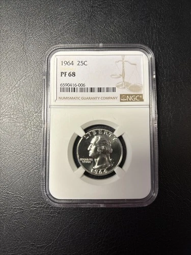 1964 Proof Washington Quarter 25C SILVER NGC PF68