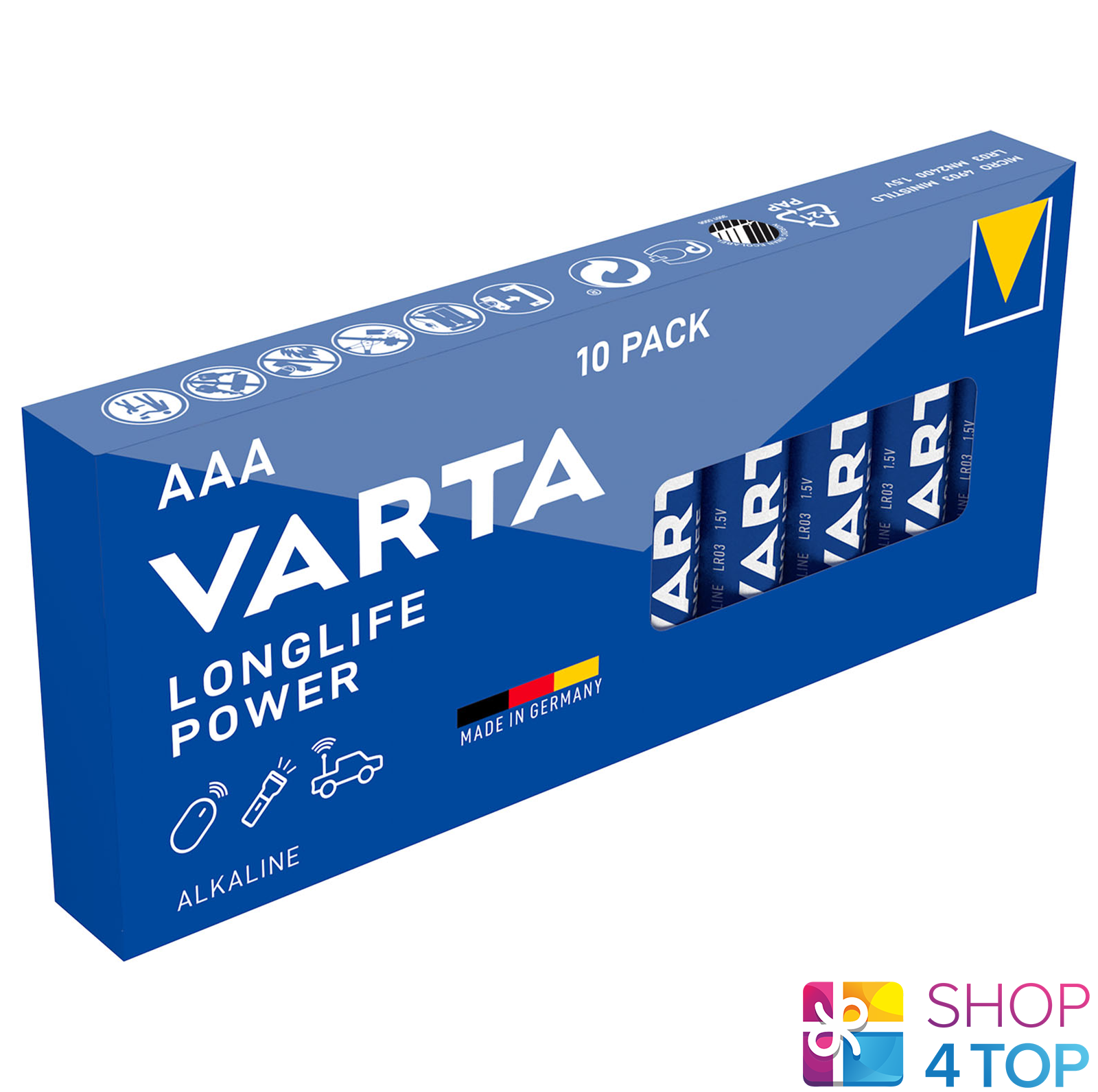 10 VARTA LONGLIFE POWER ALKALINE AAA LR03 4903 BATTERIES 1.5V MICRO MN2400 NUOVO