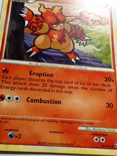 Magmar 42/102 LP - 2010 Tarjeta Pokémon Triumphant - Masakazu Fukuda Art - Imagen 2 de 3