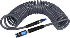 1/4 in x 25 ft Polyurethane Recoil Air Hose HD Compressor Hose w Coupler Gray