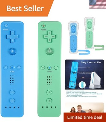 2 Pack Wireless Wii/Wii U Gamepad Controllers with Silicone Case & Wrist Strap