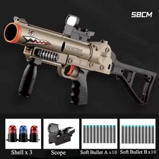 Crazy Shark Toys Gun Grenade Launcher Manual Continuous Gun Gift for kids Adult