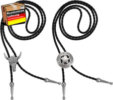 Western Krawatte Herren Damen Lariat Kette Cowboy Rodeo Leder Schwarz