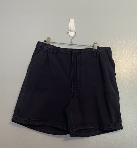 Gloria Vanderbilt Womens Blue Large Shorts Elastic Waist Drawstring Pockets