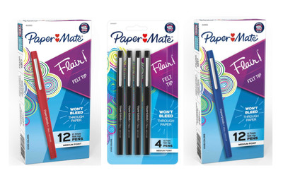 ( 28 PENS ) LOT Paper Mate Flair Felt Pens Medium Point Black Red Blue