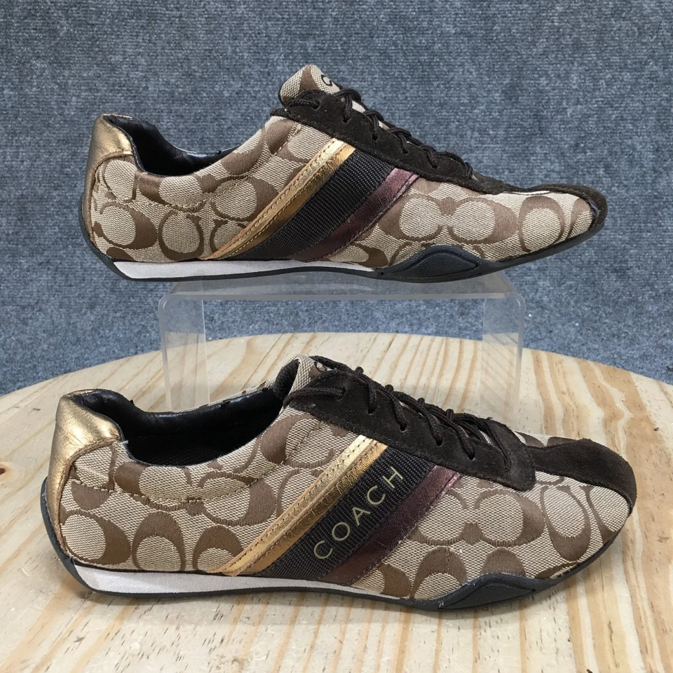 Coach Signature Shoes Womens 9 M Jayme Casual Low Top Sneakers Brown Lace Up - Image 2 of 4