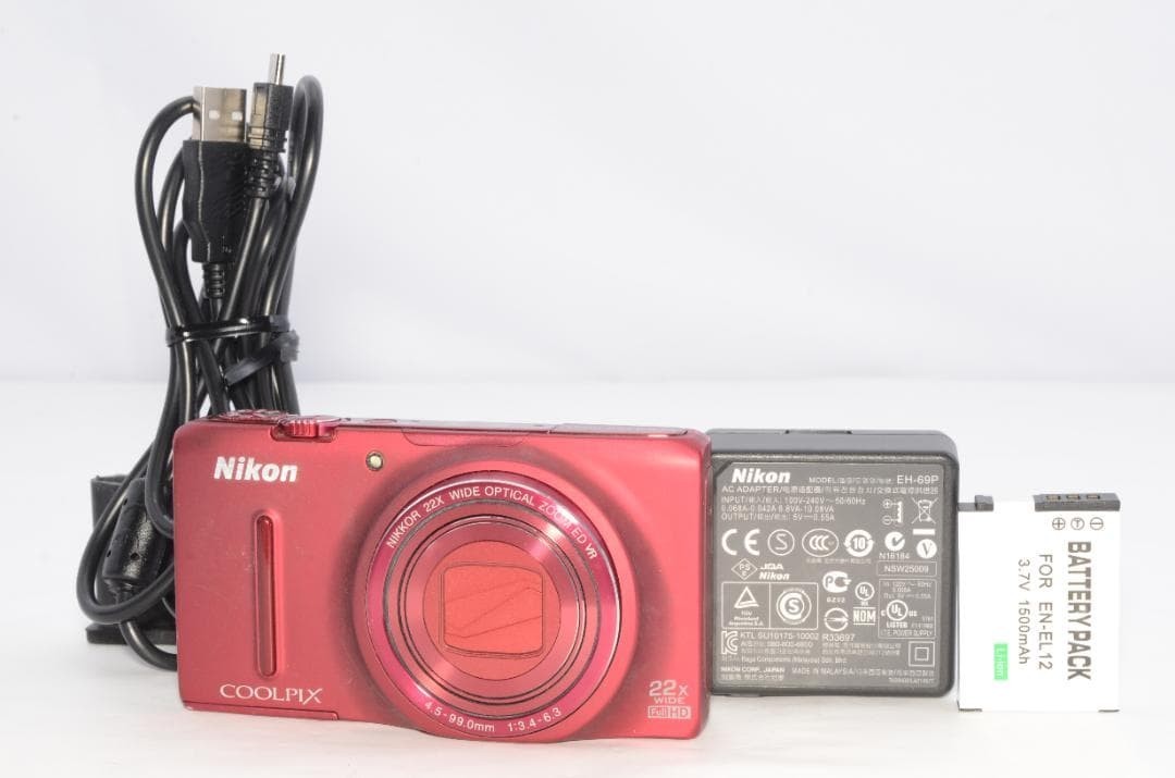 Nikon COOLPIX S9500 レッド 箱付 動作未確認　デジタルカメラ Amazon.com : Nikon COOLPIX S9500 Wi-Fi Digital Camera with 22x