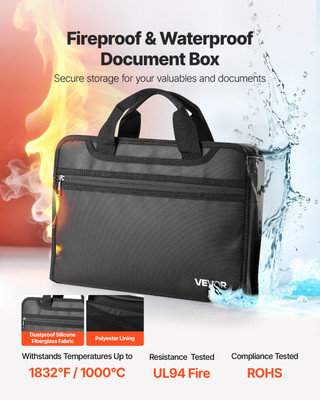 VEVOR Fireproof Document Bag, 1832   Heat Insulated Fireproof & Waterproof Bag,