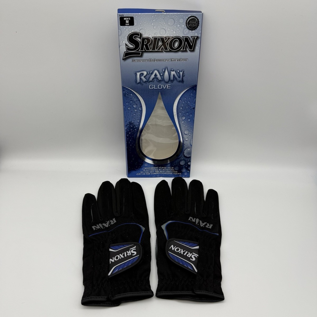 専用⑨ Srixon Rain Golf Gloves Men's Medium Pair Black Microfiber Suede