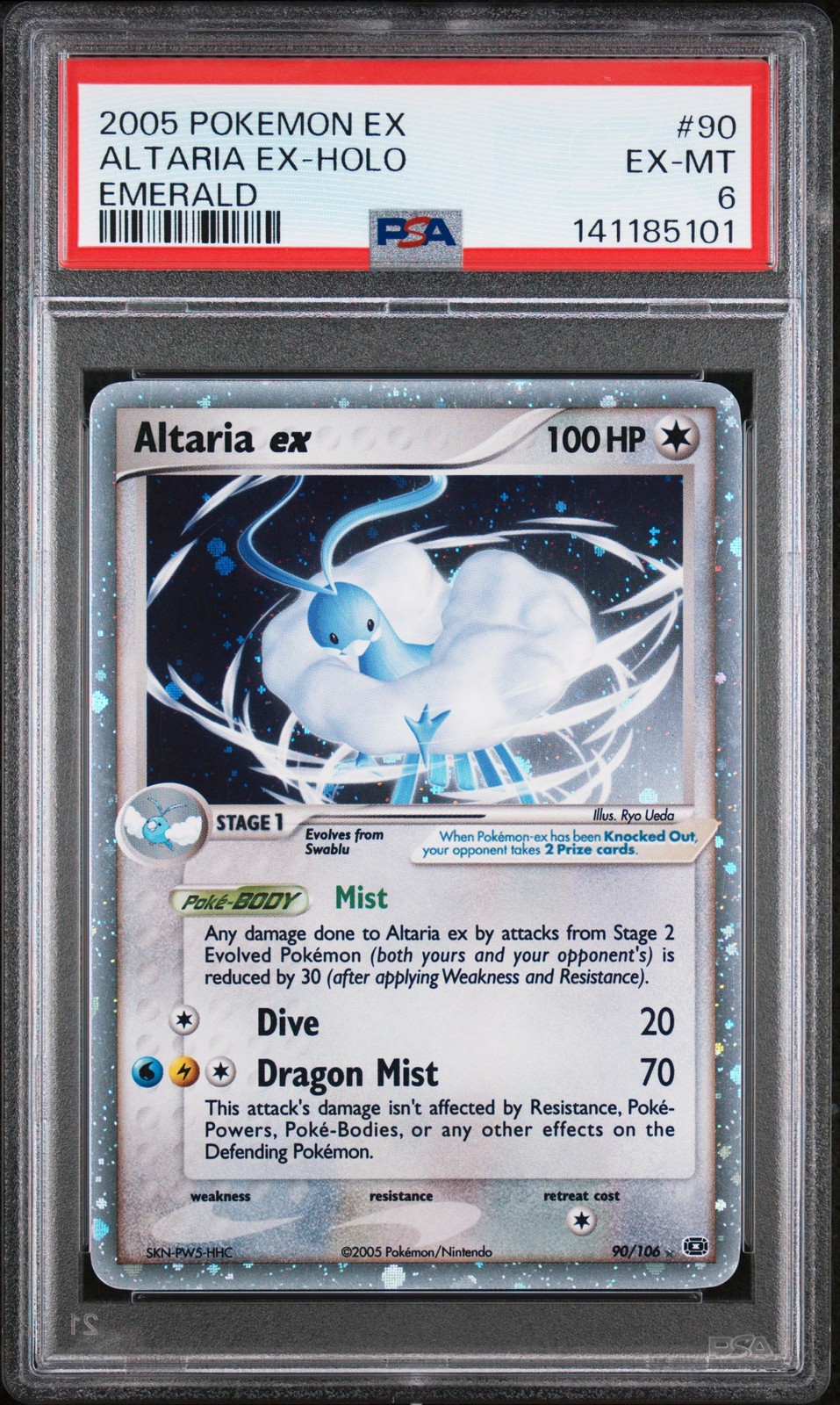 2005 POKEMON EX EMERALD #90 ALTARIA EX-HOLO PSA 6