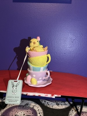 Bunny & Bean Easter Chick In 4 Teacups  Easter Decoration