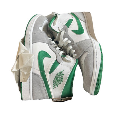 Jordan Air Jordan 1 Mid SE Grey Pine Green White Leather  display picture 3