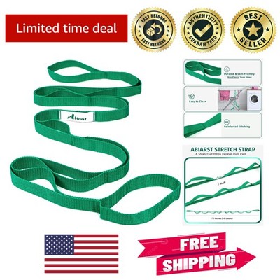 Modern Green Stretching Strap   10 Loops for Optimal Flexibility and Health