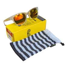 Von Zipper Approach Sunglasses Womens Translucent Clear Frame Fire Lenses Bag