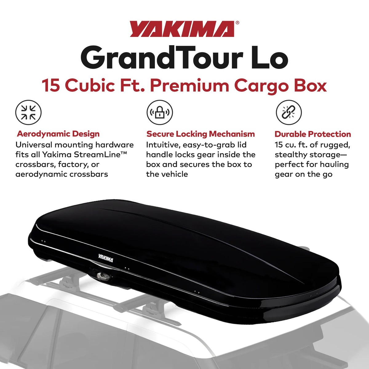 Yakima Rooftop Cargo Box Low Profile Hard Roof Storage Carrier