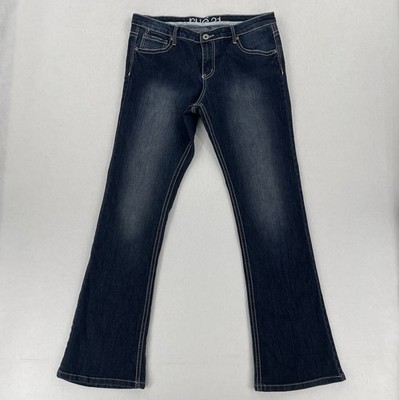 Rue21 Jeans Womens 11/12L Blue Mid Rise Bootcut Dark Wash Denim Y2K Style