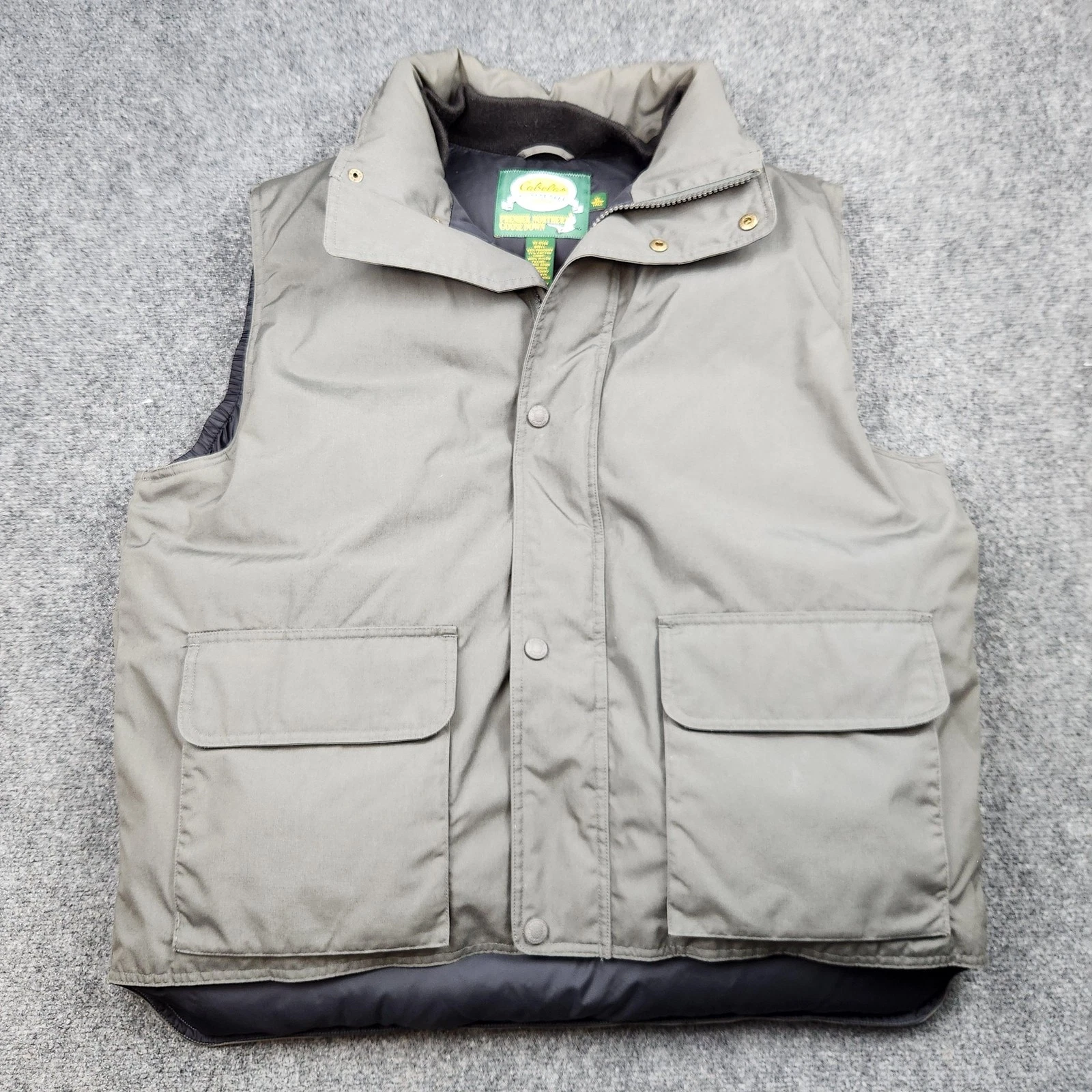 Cabelas Puffer Vest Mens XLT Green Canvas Premier Northern Goose Down Insulated