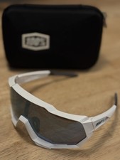 100 Speedtrap Matte White Frame Blue Lens  bonus Clear Lens Sunglasses  Case