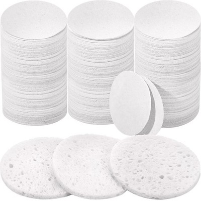 300 Count Compressed Facial Sponges Natural Face 1 (Pack of 300), White 