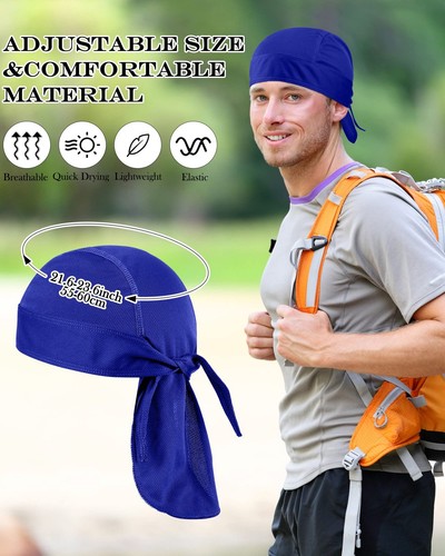 8 Pack Do Rag Skull Caps for Men Sweat Wicking Doo Rags Cooling Helmet Liner ... - Picture 2 of 7
