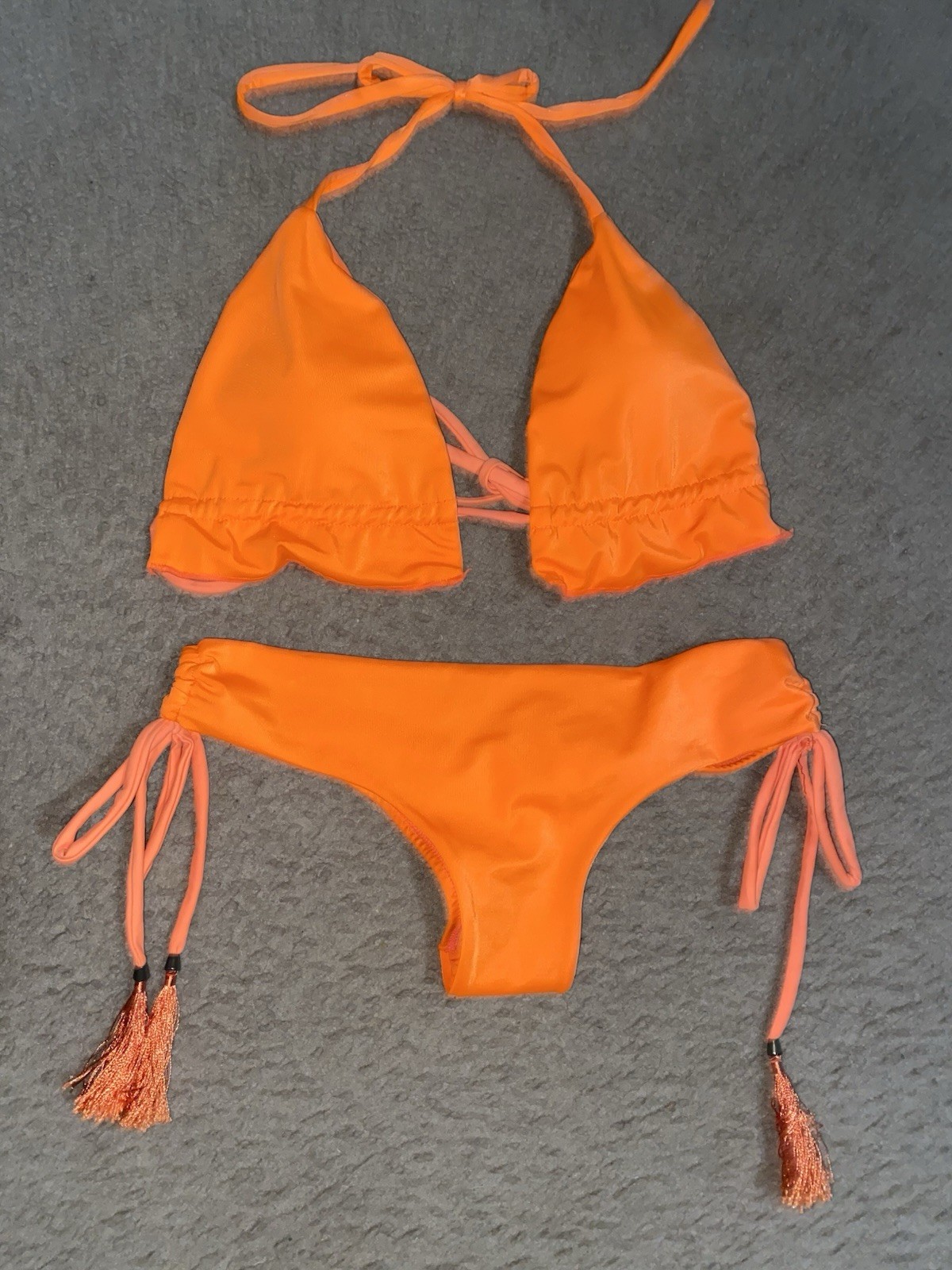 Celeste Vibrant Triangle Orange String Ruched Bea… - image 13