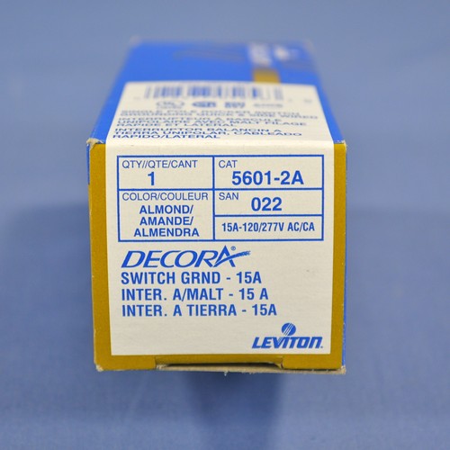 Leviton Decora Mandel Wippe Wand Lichtschalter 15A einpolig 5601-2A verpackt - Bild 6 von 6