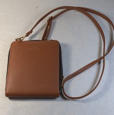 Kedzie Brown Crossbody Bag Zipper Adjustable Strap Inner Pockets Gold Hardware