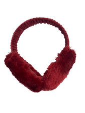 Vintage Red Faux Fur Earmuffs Womens Snow Fluffy Plush Winter Cozy Warm Folding