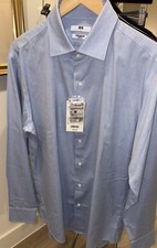 Uniqlo SUPER NON-IRON SLIM FIT Men’s Dress Shirt Buttondown Blue Sz L 17/34-35