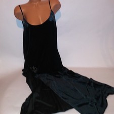 Victoria Secret Lingerie Chemise Slip Long Gown Black Velvet Silver Stars New