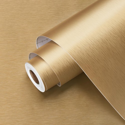 Gold Stainless Steel Contact Paper Golden Metallic Peel and Stick Wallpaper S...