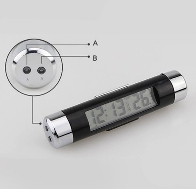 _2 in 1 Auto Elektronische Uhr Thermometer Leuchtende LED Digitalanzeige Lüftung