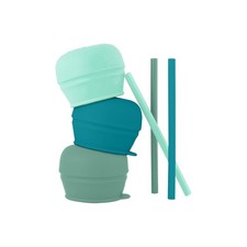 Boon Snug Silicone Sippy Cup Lids and Straws - 6 Piece Assortment, Green
