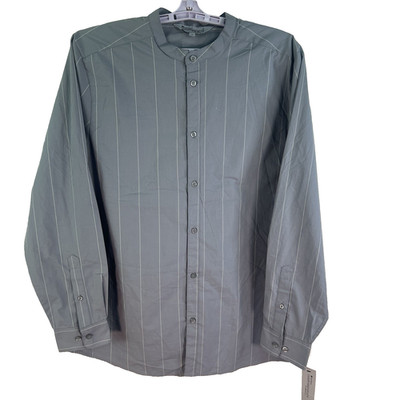 Chef Works Striped Button-Up Shirt Mens Size L Gray Long Sleeve NWT