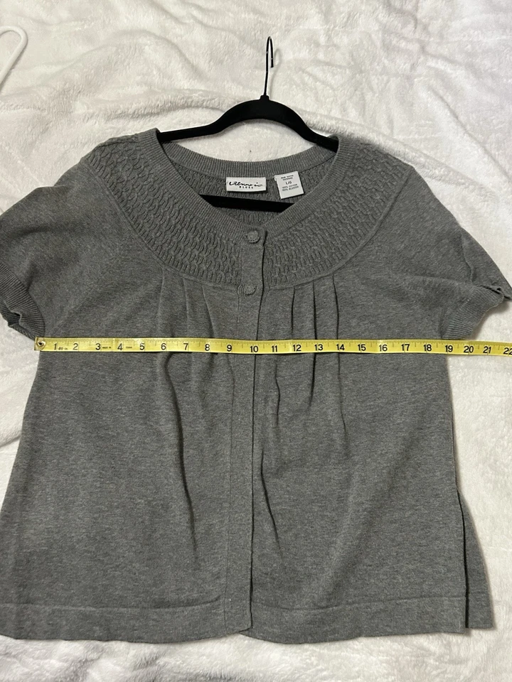 Suéter para mujer Y2K 90’s Preppy gris manga corta talla grande Foto 2 de 4