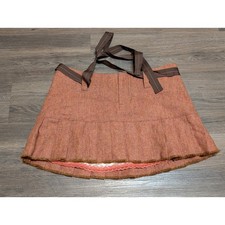 Vtg Y2K Abercrombie  Fitch Wool Herringbone Pleated Mini Skirt Rust Size 2