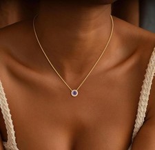 Gold Necklace with Purple February Birthstone Pendant