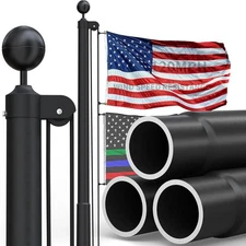 25FT Black Heavy Duty 11‑Gauge Aluminum Flag Pole Kit with 25FT, 